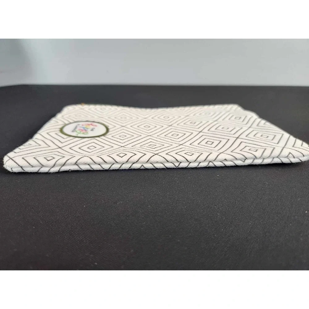 The Happy Planner Pencil Pouch Unisex OS White Black Geometric Diamond Canvas
